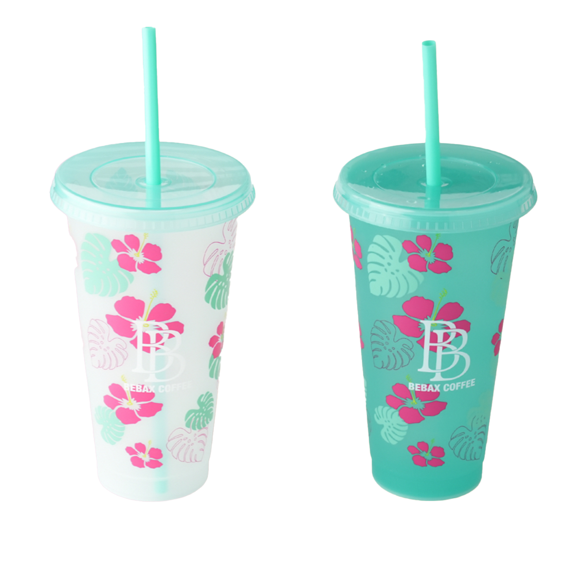 Bebax Color Changing Cups, Reusable Plastic Tumblers with Lids & Straws