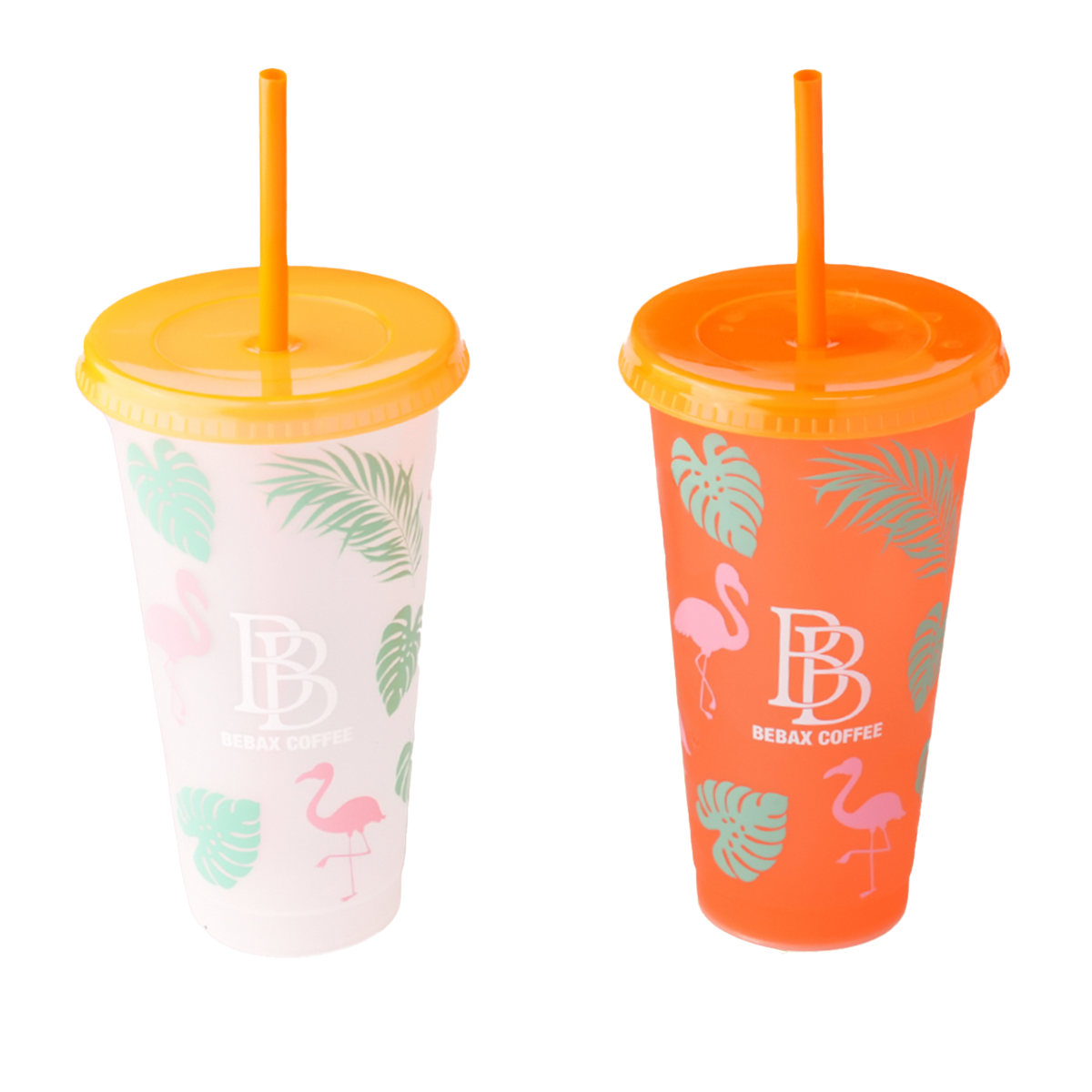 Bebax Color Changing Cups, Reusable Plastic Tumblers with Lids & Straws