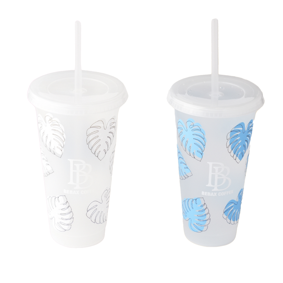 Bebax Color Changing Cups, Reusable Plastic Tumblers with Lids & Straws