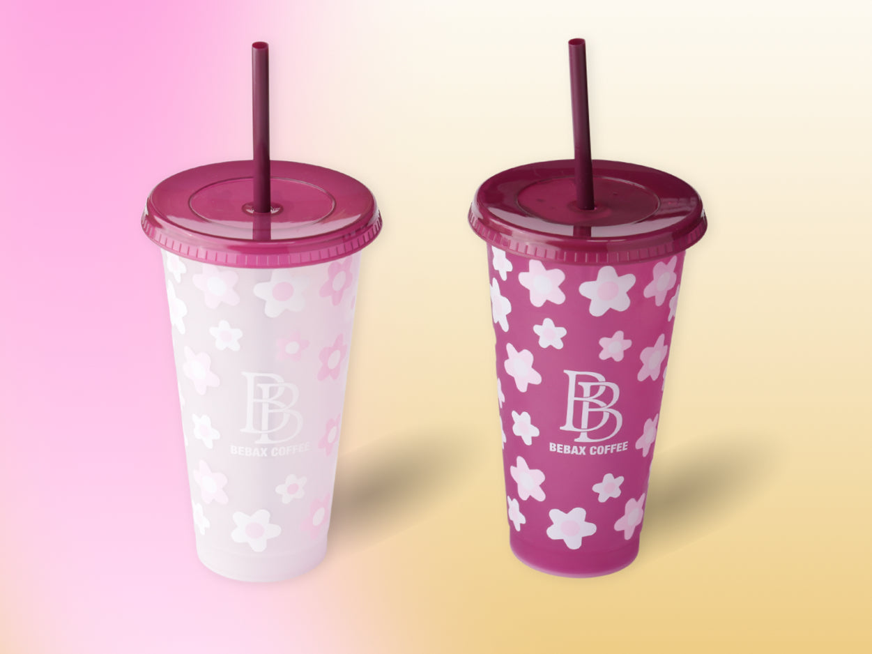 Bebax Color Changing Cups, Reusable Plastic Tumblers with Lids &amp; Straws