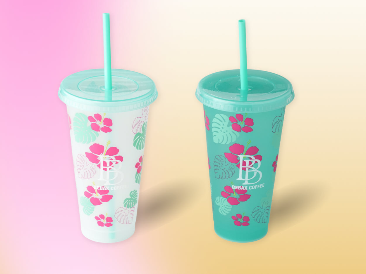 Bebax Color Changing Cups, Reusable Plastic Tumblers with Lids &amp; Straws