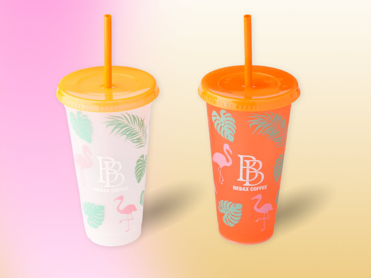 Bebax Color Changing Cups, Reusable Plastic Tumblers with Lids &amp; Straws