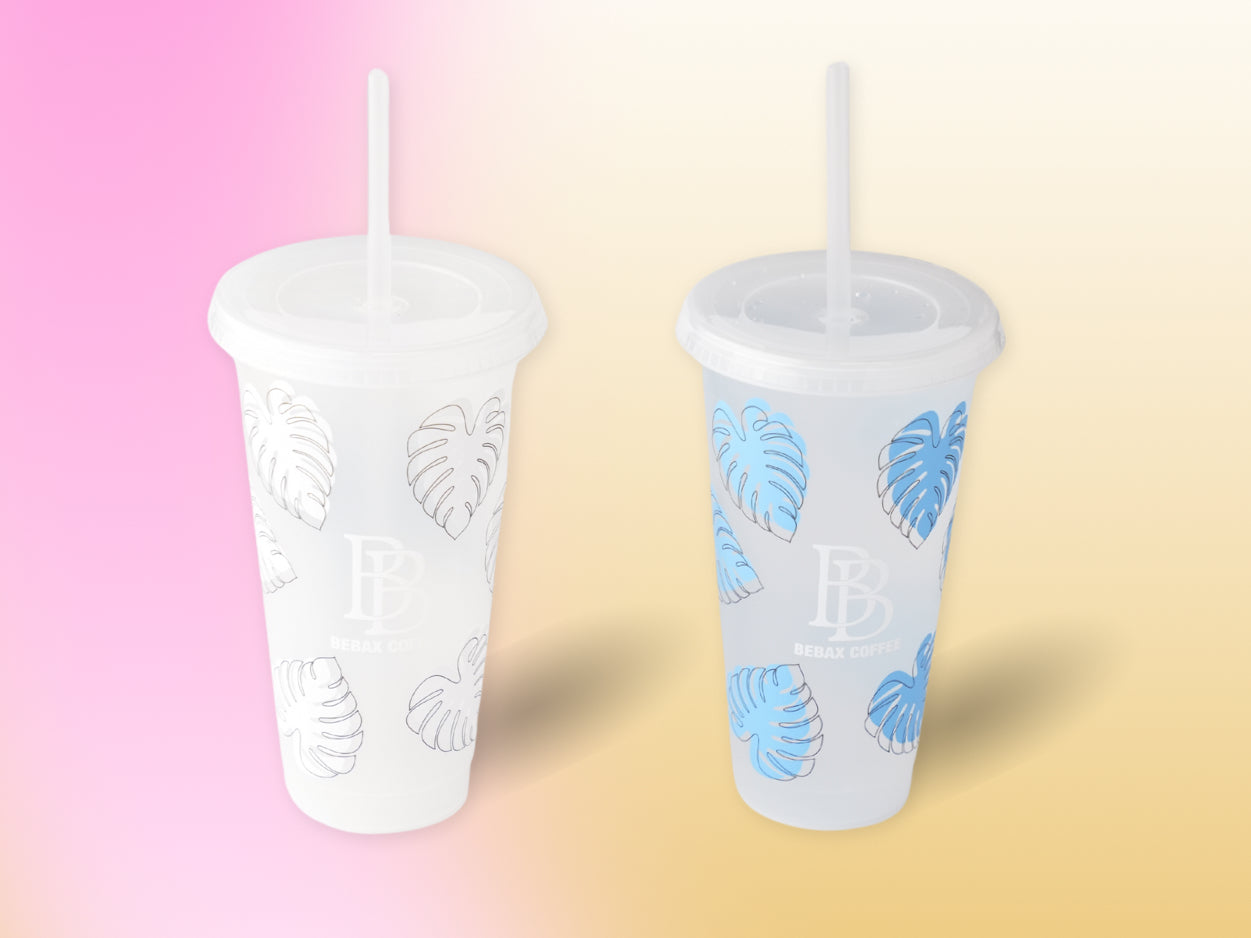 Bebax Color Changing Cups, Reusable Plastic Tumblers with Lids &amp; Straws