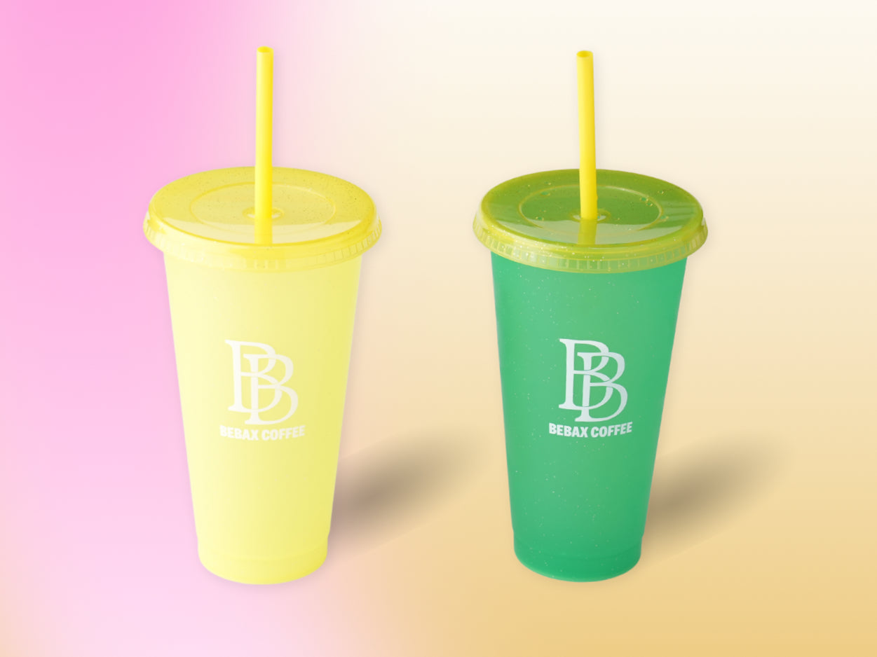 Bebax Color Changing Cups, Reusable Plastic Tumblers with Lids &amp; Straws